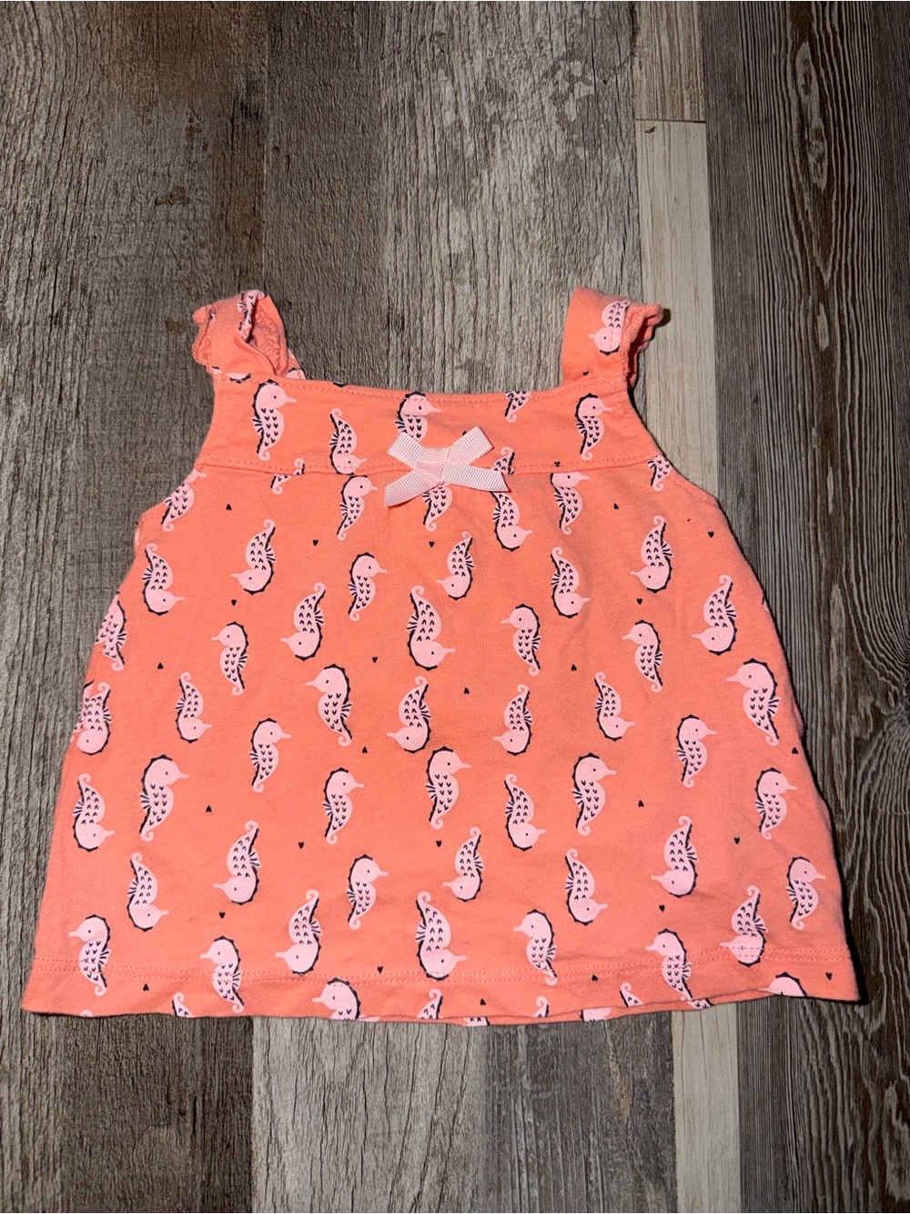 child of mine Coral Seahorse Print Tank Top with Bow